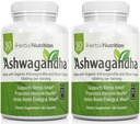 Augu Nutrition Organic Ashwagandha 1300mg Max Stiprums, Divas pudeles iepakojums, 120 Kapsulas Plus Black Pipars Biopieejamība