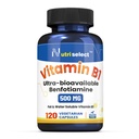 Vitamīns B1 500MG, 120 kapsulas, ne-GMO, vegans, bez glutēna, Benfotiamīns
