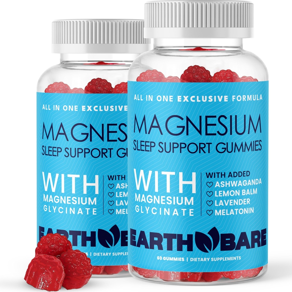 Miega gumijas ar magnija glicinate, Melatonin, Ashwagandha, un Lavanda – Extra Strength Miega Support Gummies, Magnija un Melatonin Papildinājums, 120 Skaits, 2 Mēnešu Piedāvājums