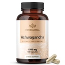 HERBAMAMA Ashwagandha kapsulas - 1500mg Pure Ashwagandha Root Focus papildinājums - Vegan, Non-GMO Mood & Calm atbalsta papildinājums pieaugušajiem, 100 Caps