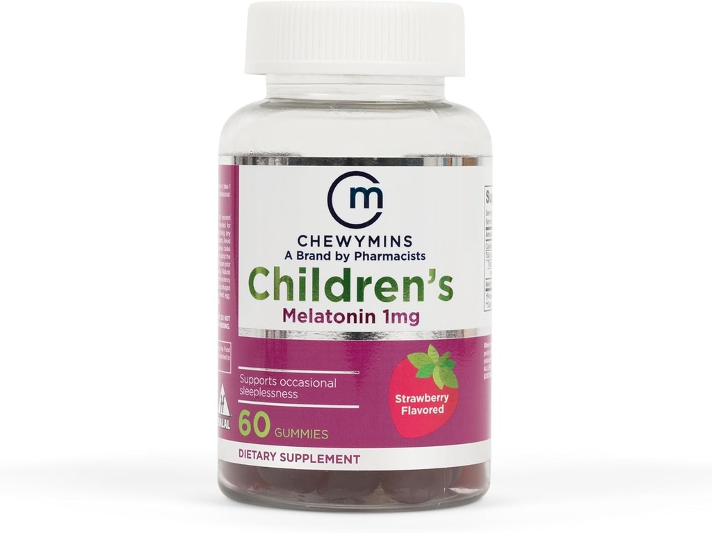 Halal Bērnu Melatonin Gumies - zemeņu, apelsīnu, un citronu Flavor - ne-GMO, Organic - Atbalsta Miega - 60 Gumijas