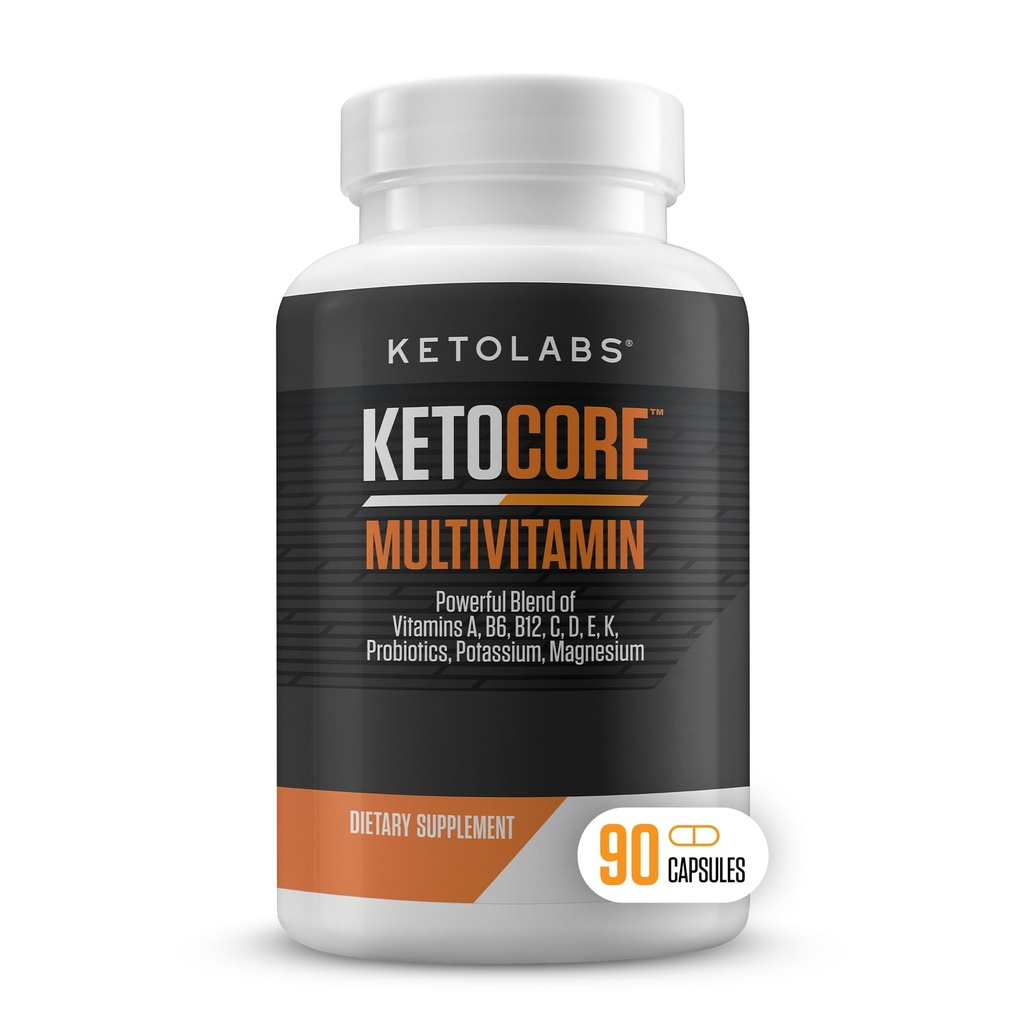 Ketocore Keto Vitamīni; Keto Multivitamīni vīriešiem un sievietēm; Keto papildinājumi un diētas papildinājumi; Keto Friendly Multivitamīni; Nav Keto Flu; Bagāts ar magnija un kālija piedevu; 90 kapsulas