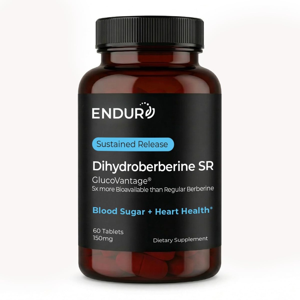 Endur Dihydroberberine SR, atbalsta asins cukura veselību un vielmaiņu, liels svara kontrolei, bez lipekļa, 150 mg (60 tabletes)