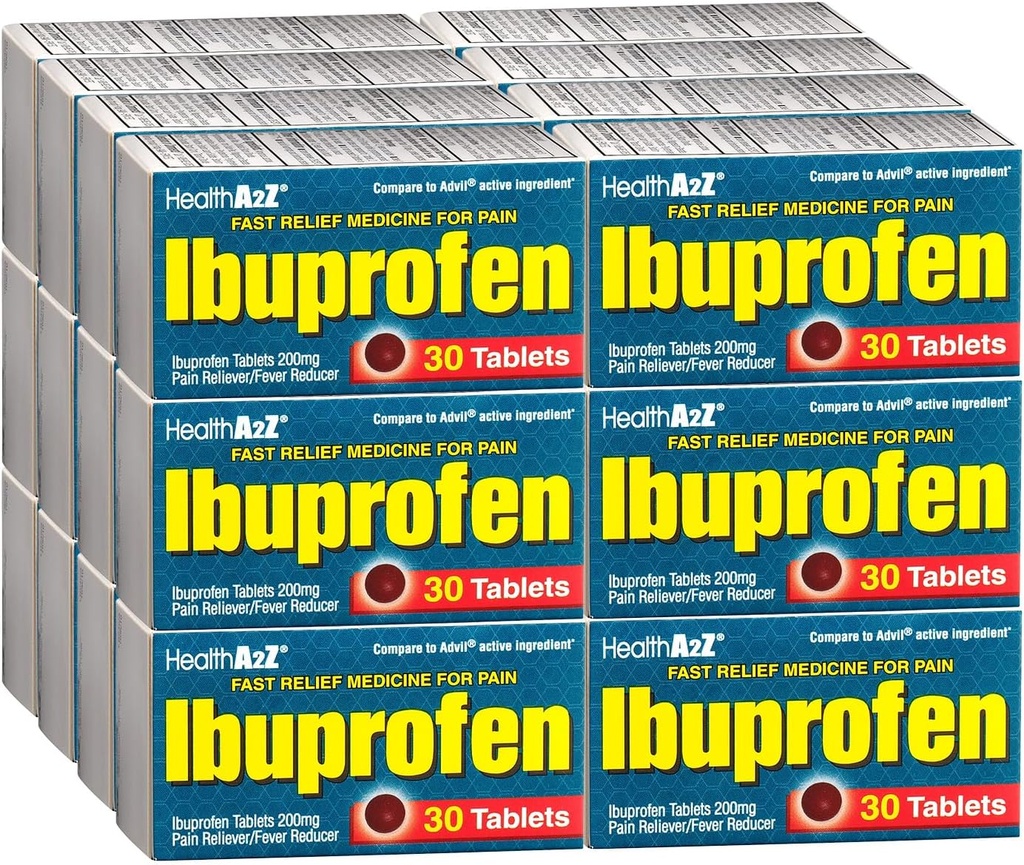 Veselības A2Z® Ibuprofēns Caplets 200mg                          - Pain Reliver & Drug Reducer - 24 Iepakojumi pa 30 tabletēm (kopā 720 tabletes) - 