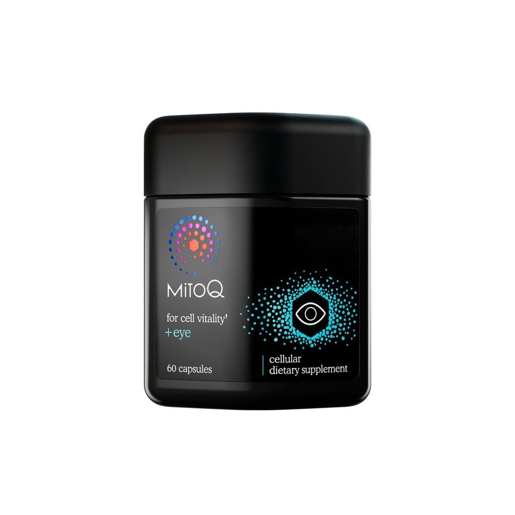 MitoQ + Eye Advanced CoQ10 Antioksidants - satur mitohinola mezolātu, luteīnu, Zeaksantīnu, melleņu, jūras pīniju mizas - atbalsta acu veselību, zilas gaismas filtrāciju un šūnu vitalitāti (60 kapsulas)