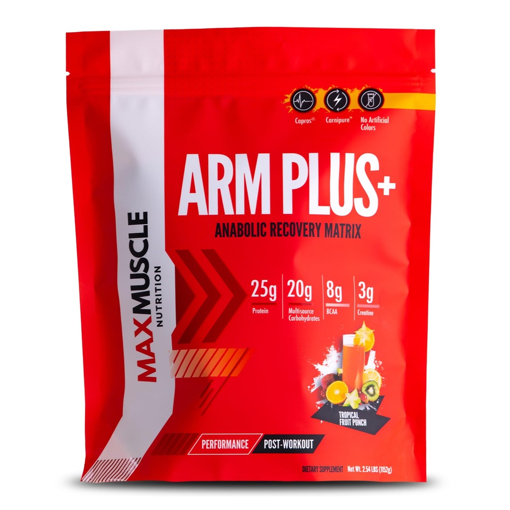 Max Muskuļu Arm Plus+ Anaboliska atkopšanās Matrix 25g Olbaltumvielas, 8g Bakasa, 3g Kreatīna monohidrāts 
