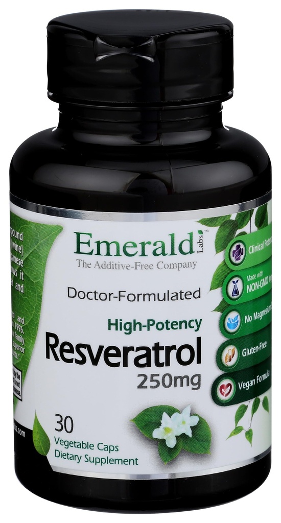 Smaragda laboratorijas Resveratrol - uztura papildinājums ar Resveratrol šūnu un sirds un asinsvadu atbalsts - 30 Dārzeņu kapsulas