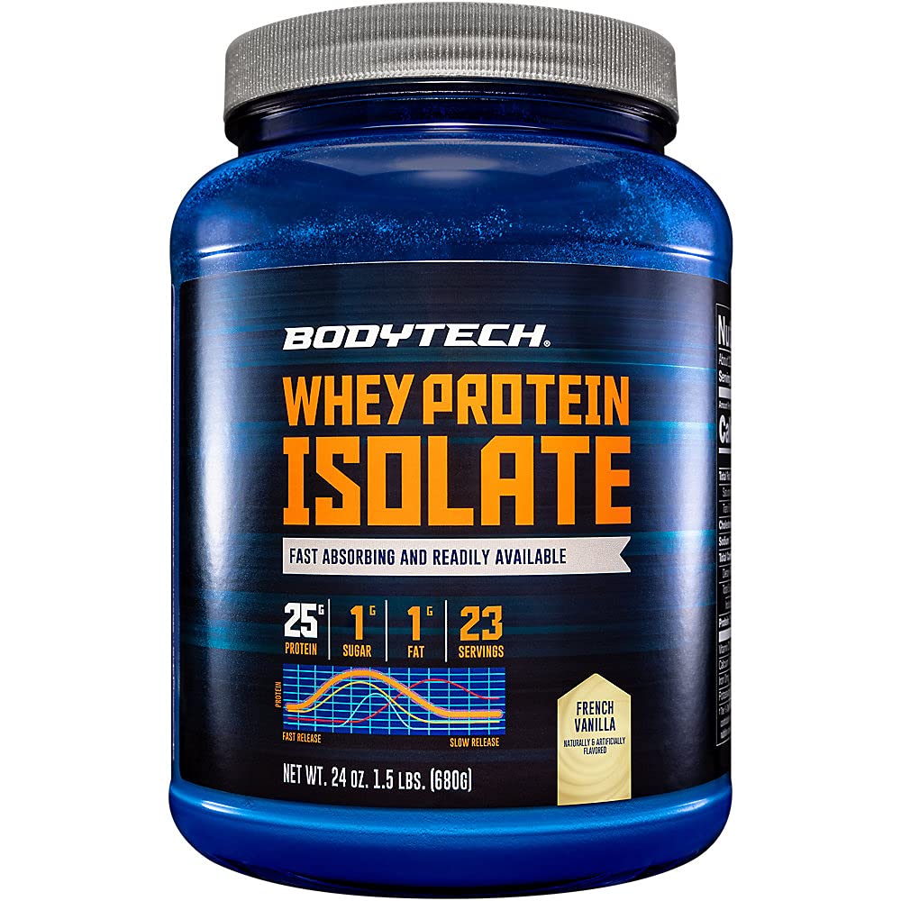 BodyTech Sūkalu Olbaltumvielu izolātu pulveris, Francijas Vanilla Flavor, 25g Olbaltumvielas uz apkalpo, augsts Koncentrēts Olbaltumvielu Pulveris ar aminoskābēm un BCAA vīriešiem un sievietēm, bez lipekļa, 1,5 lb, 23 Kalpo