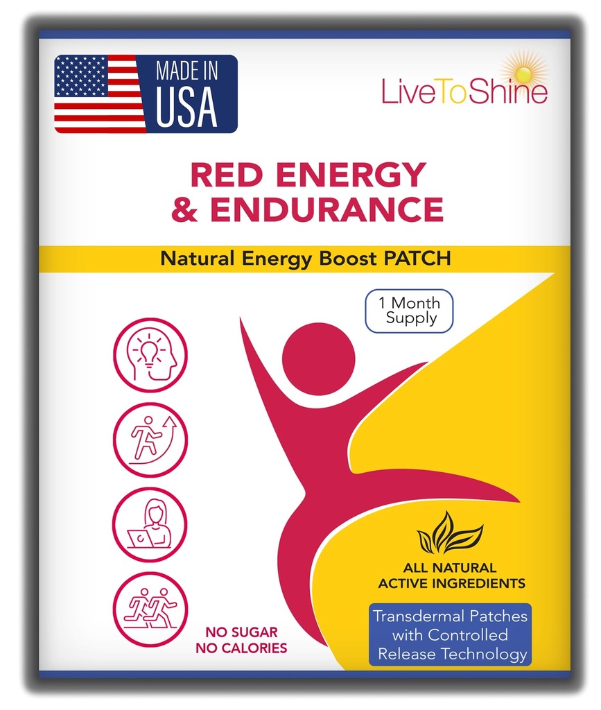 Sarkanā enerģija un izturības patch - Dabas enerģija - ASV Ražots - 30 Patches