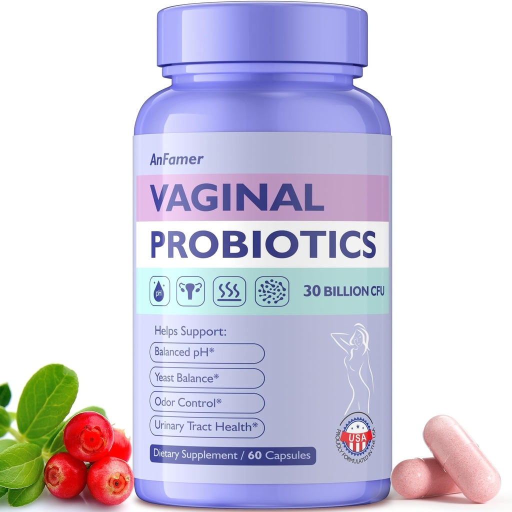 Vaginālas probiotikas sievietēm, promotes Ph līdzsvars, veselīgs maksts Odor & Flora, urīna trakta veselība ar prebiotikām un Lactobacillus probiotic Blend 30 miljardu KVV,60 kapsulas