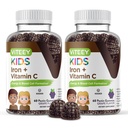 VITEEY Dzelzs bērniem ar C vitamīnu - uztur enerģiju, asins šūnu formulu, asins Builder Anemia Kids dzelzs bagātinātāji - Vegan, Želatīns bez, lipeklis bez - Garšīgs košļājamās vīnogu uzliesmojošs gumija