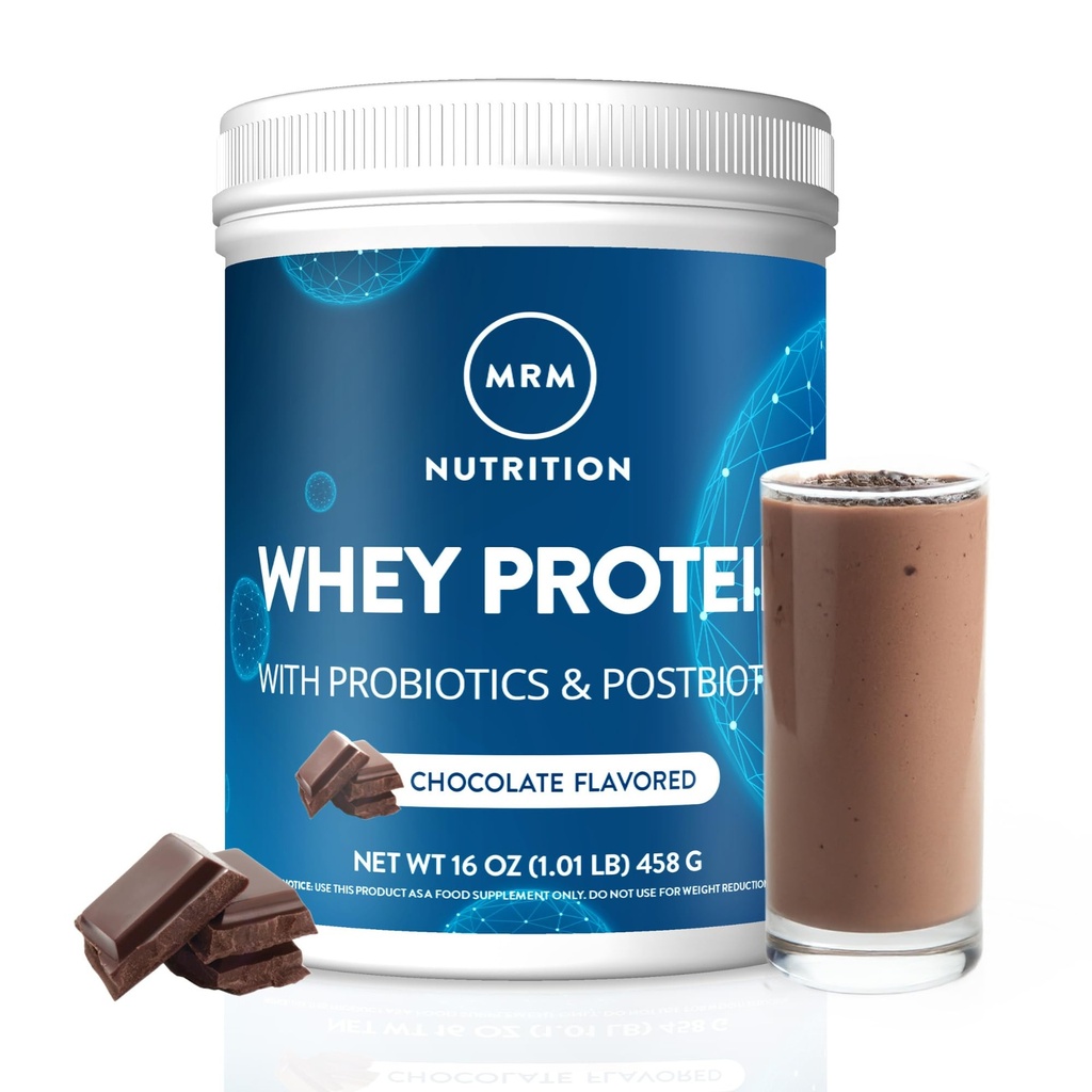 MRM Nutrition Whey Protein - Chocolate aromatizēts -18g Olbaltumvielas -- ar 2 miljardiem probiotikas + Gremošanas enzīmi + BCAAs -- Augsta Absorbcija + Gremošanas - Hormons + antibiotika Bezmaksas - 17 Kalpo