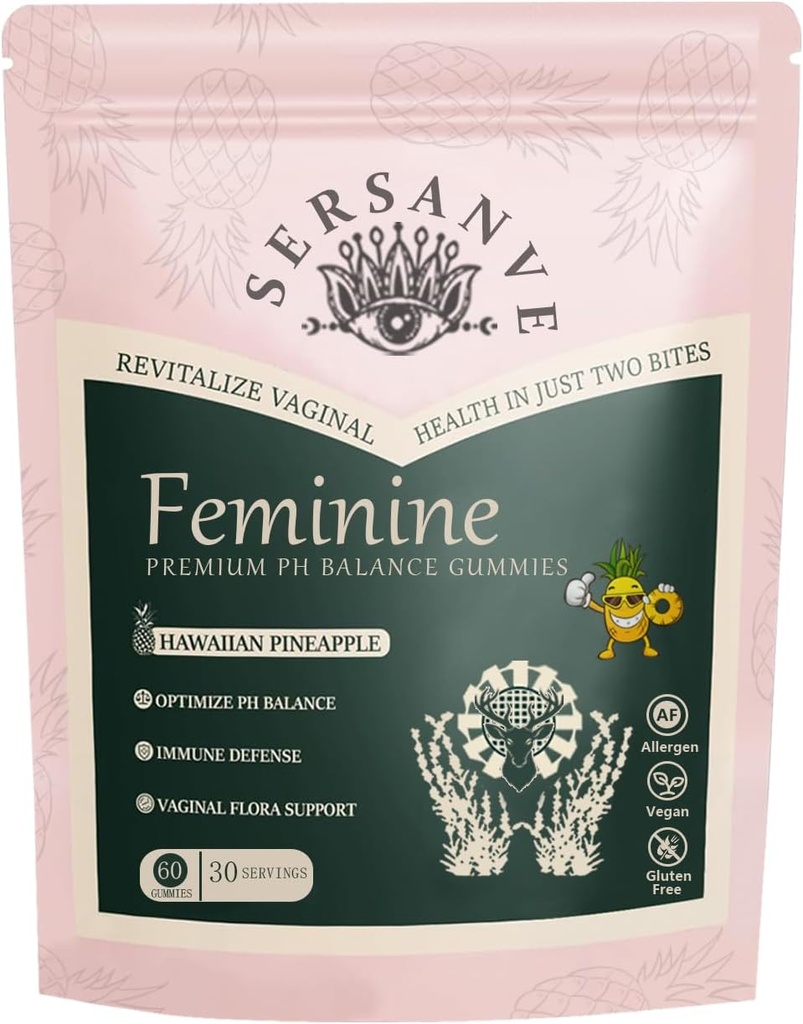 Vitāls Dabīgs Sievišķais balanss Gumijas sievietēm Veselības, Havaju ananasu Flavor, Vegan, Gluten-free, Atbalsts sievietēm Vitality & Gut Health - 60 Gumijas (1)