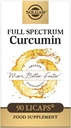 Solgar Full Spectrum Kurkumīns - 90 LiCaps - Superior Absorbcija - Smadzeņu, locītavu un imūnā veselība - ne-GMO, Vegan, bez lipekļa, bez piena produktiem - 90 Servējumi