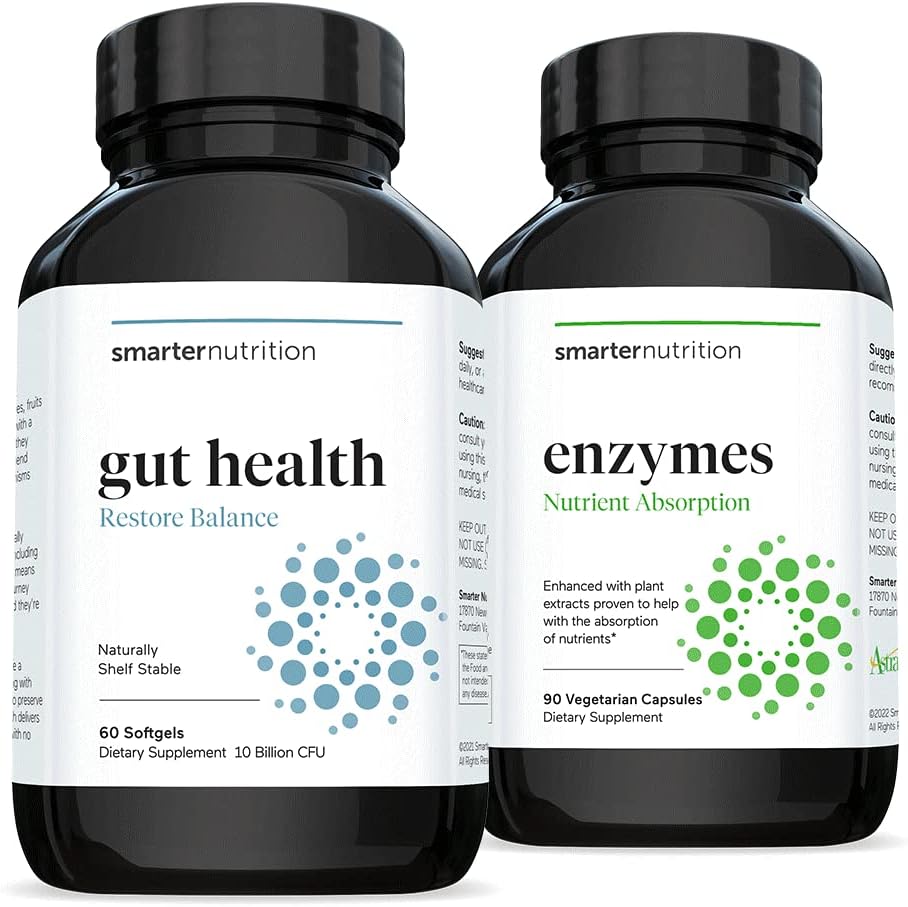 Smarter Gut Health Probiotikas - Superior Gremošanas & Imūnsupport + Smarter Nutrition Fermenti - ikdienas Gremošanas līdzekļi ar 16 dažādiem dabas fermentiem