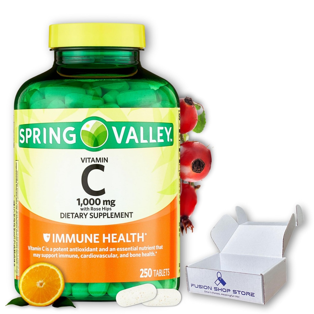 FUSION SHOP UZGLABĀŠANA Gudri lēmumi, saturīga dzīve! C vitamīns 1000mg- ar Rose HIPS tabletēm, 250skaits (1. iepakojums)