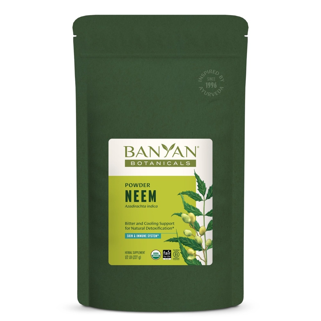 Banānu botānika Neem Pulveris - Organic Azadirachta Indica - Attīrošs Ayurvedic Herb veselīgai ādai un asinīm* – 1/2 rb. – Gadatirgus par dzīvi Ilgtspējīgi Avots Non-GMO Vegan