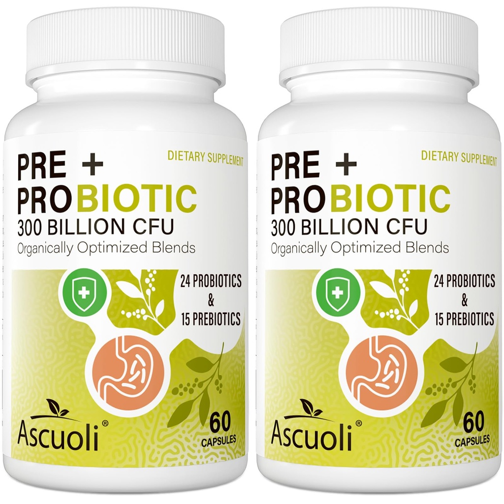Probiotikas sievietēm un vīriešiem - 300 miljardi KVV, 24 celmi + 15 organiskie herbi Prebiotikas Blend, Daily Probiotic for Gremošanas veselība, Imūnās, Gut, Bloating - 120 Veģetārās kapsulas (120 dienu piegādes)