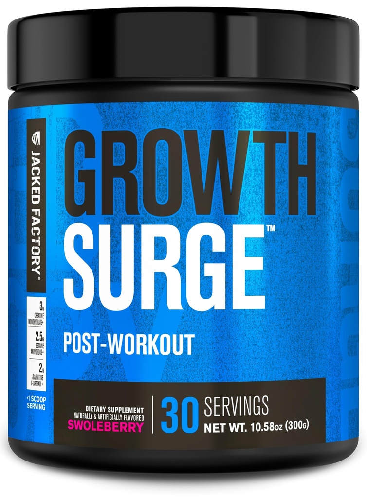 Jacked Factory augšana Creatine Post Workout w/L-karnitīns - Ikdienas muskuļu Builder & Recovery Papildinājums ar kreatīnmonohidrātu, Betaine, L-karnitīns L-Tartrāts - 30 Kalpo, Swoleberry