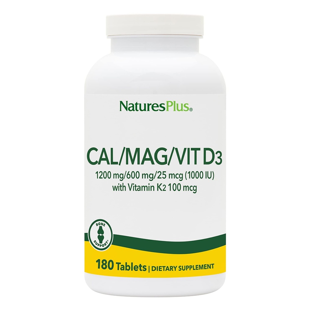 DabasPlus Kalcijs/magnijs/vitamīns D3 ar vitamīnu K2 - atbalsta kaulu un imūno veselību - Veģetārs, bez lipekļa - 180 tabletes - 45 Pasniedz