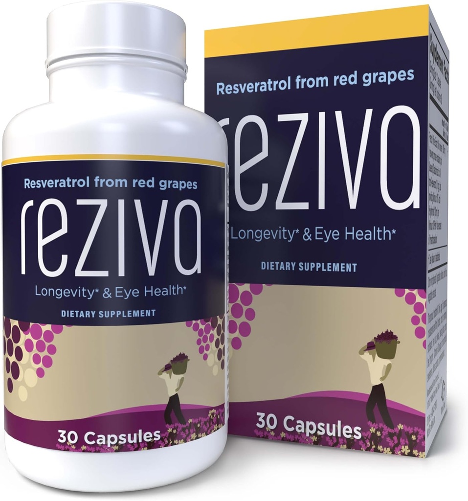 Reziva Resveratrol Papildinājums - Ultra High potencie & Doctor Formulēts - Transresveratrol Papildinājumi - Vīnogu sēklas ar Resveratrol - ilgizturībai, acu veselību un, Kopumā Well-Being - 30 Veg Kapsulas