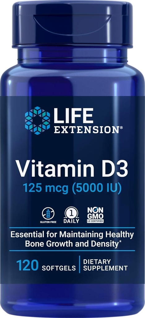 D3 vitamīns 5000 SV, 120 softgeli, 125mkg