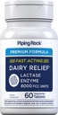 Piping Rock Relief Daily Tabletes 8000 FCC -- Ātras darbības tabletes - 60 Skaits -- Laktāzes Enzīmu Papildinājums - Premium Formula - Veģetārs, nav GMO, bez lipekļa