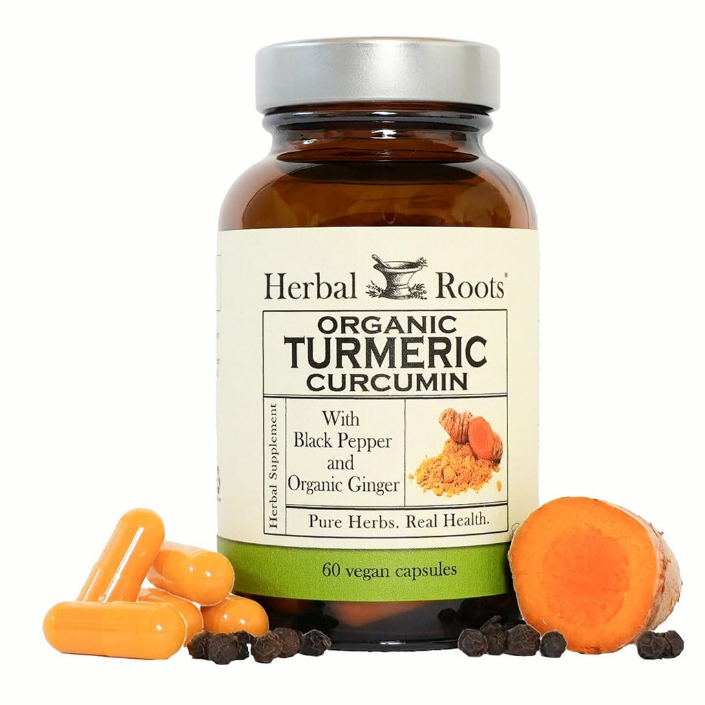 Augu saknes - kurkumas kapsulas - Papildus stiprums - 1000mg Pure Organic Turmeric Papildinājums, 95% standartizēts kurkumas ekstrakts ar bioperīna piparu un ingveru