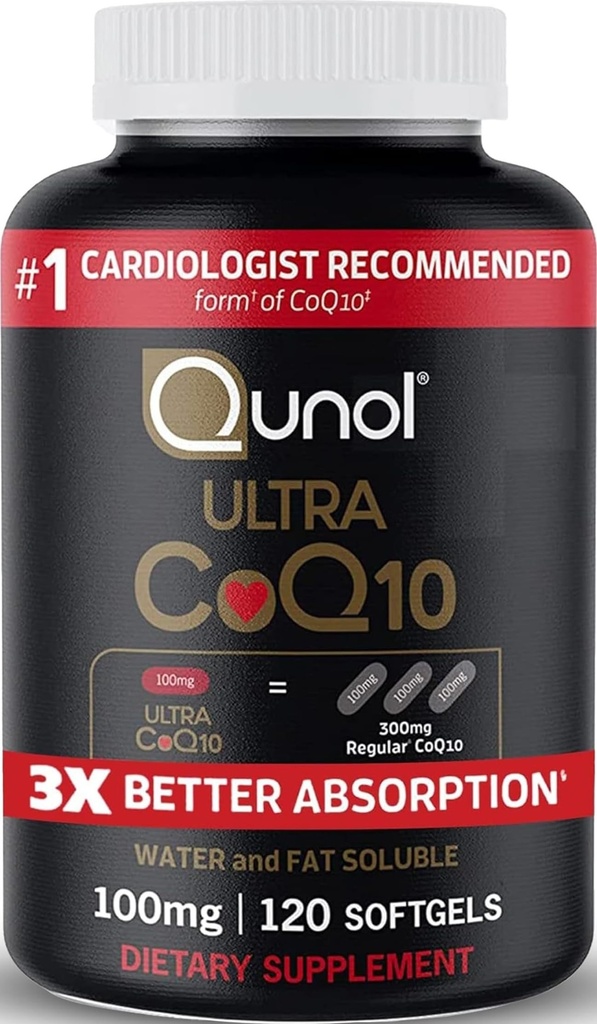 Qunol Ultra CoQ10 100mg, 3X Better Absorption, Antioxidant, 120 Softgels