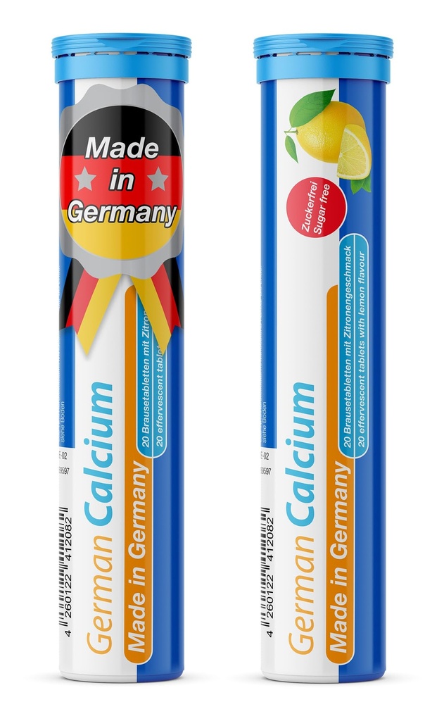 T&D Vācu kalcijs 500 mg - 40 Vegan Dzēriens Putojošās tabletes - Citrons Laima Flavor - Ražots Vācijā