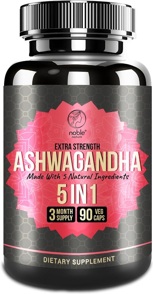 Ashwagandha Papildinājums ar kurkumas, Rhodiola Rosea, Ingvera saknes, un melnā piparu ekstrakts - 90 Veg kapsulas