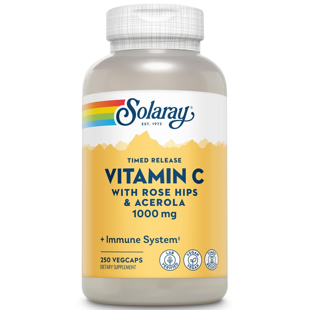 SOLARAY C vitamīns ar Rose HIPS & Acerola 
