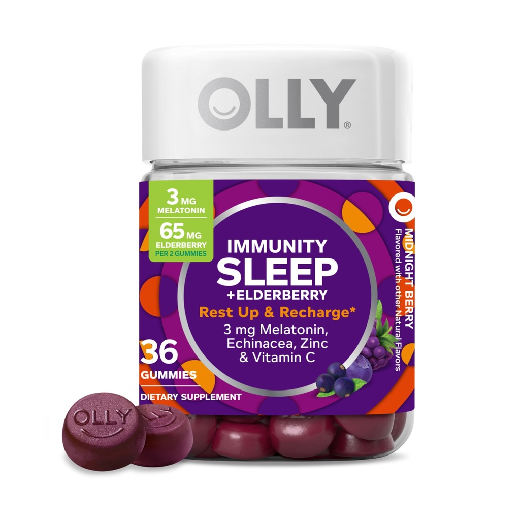 OBLIGĀTI Miega imunitāte Melatonīna gumija, C vitamīns, cinks, ehinācija, 3 mg melatonīna, imūns un miega atbalsts, Berijs - 36
