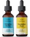HERBAMA Zāļu šķidruma pilienu komplekts - Stinging Nattle & Dandelion Saknes Tincture 2 fl oz - Vegan, ne-GMO, bez cukura un alkohola - 2 iepakojums