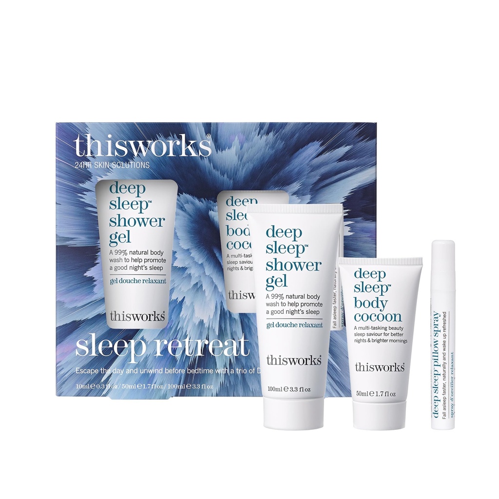 šis darbs Miega Retreat Box Dāvanu komplekts: Deep Miega Pillow Spray, Body Mitrurizer un Dušas Gel. Travel komplekts, lai veicinātu miega ar Lavandu, Kumelīšu un Vetivert