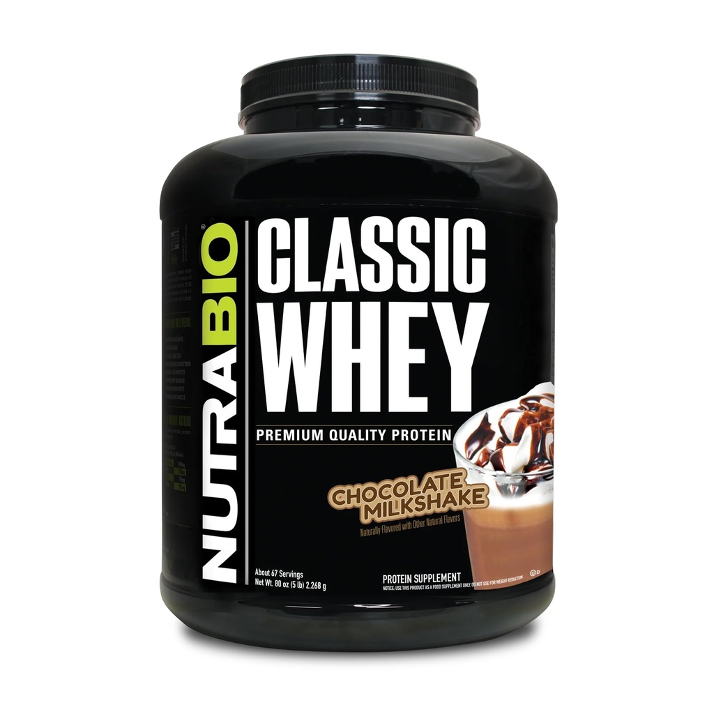 NutraBio Classic Sūkalu proteīns Pulverveida aminoskābes profils - bez pildījumiem, mākslīgām krāsām, konservantiem - zems glicēmiskais indekss - Šokolāde Milkshake, 5 gabaliņi