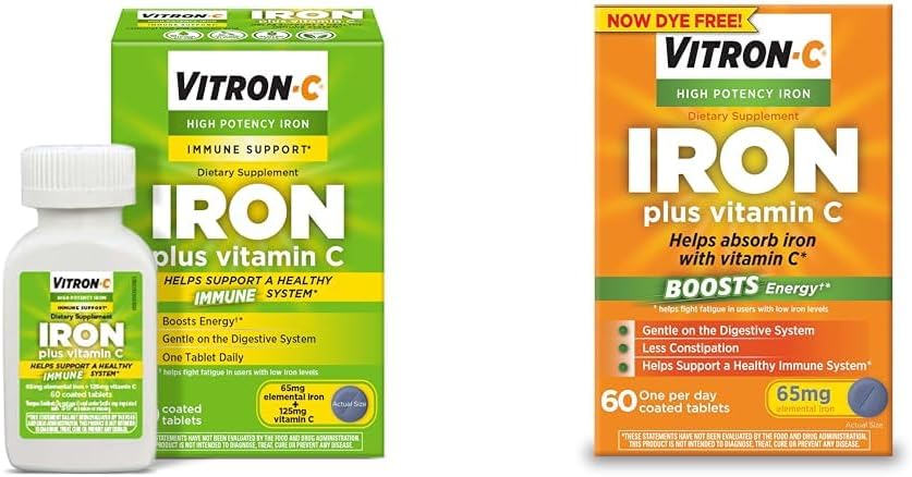 Vitron-C augstas tīrības pakāpes dzelzs papildinājums ar C vitamīnu, 60 grādos, iepakojumā 2