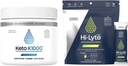 Hi-Lyte Keto K1000 Electrolyte Powder ; hidrācijas papilddzēriens Maisījums; jēls minerāls Flavor, Nr. Stevia ; 50 Apkalpošanas; Plus Pro Hydration Packets; 16 individuālie dzērienu iepakojumi; citrona laimi