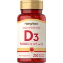 Cauruļveida iezis D3 vitamīns 5000 SV - 250 softgeli - Augstas potences papildinājums -- Ne-GMO, bez lipekļa