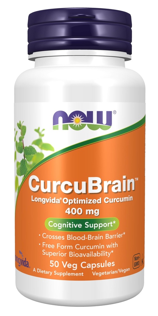 CurcuBrainTM 400 mg ar Longvida® Optimizētu kurkumīnu, 50 Veg kapsulas