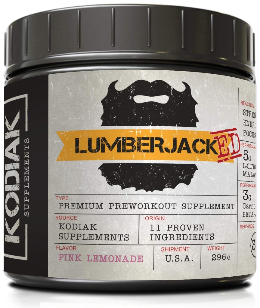 LUMBERJACKED Pre Workout Papildinājums ar CarnoSyn 30 Servējumi - Labāki sūkņi, spēks, enerģija, un Focus - Bez Crash (Rokas lemonāde)