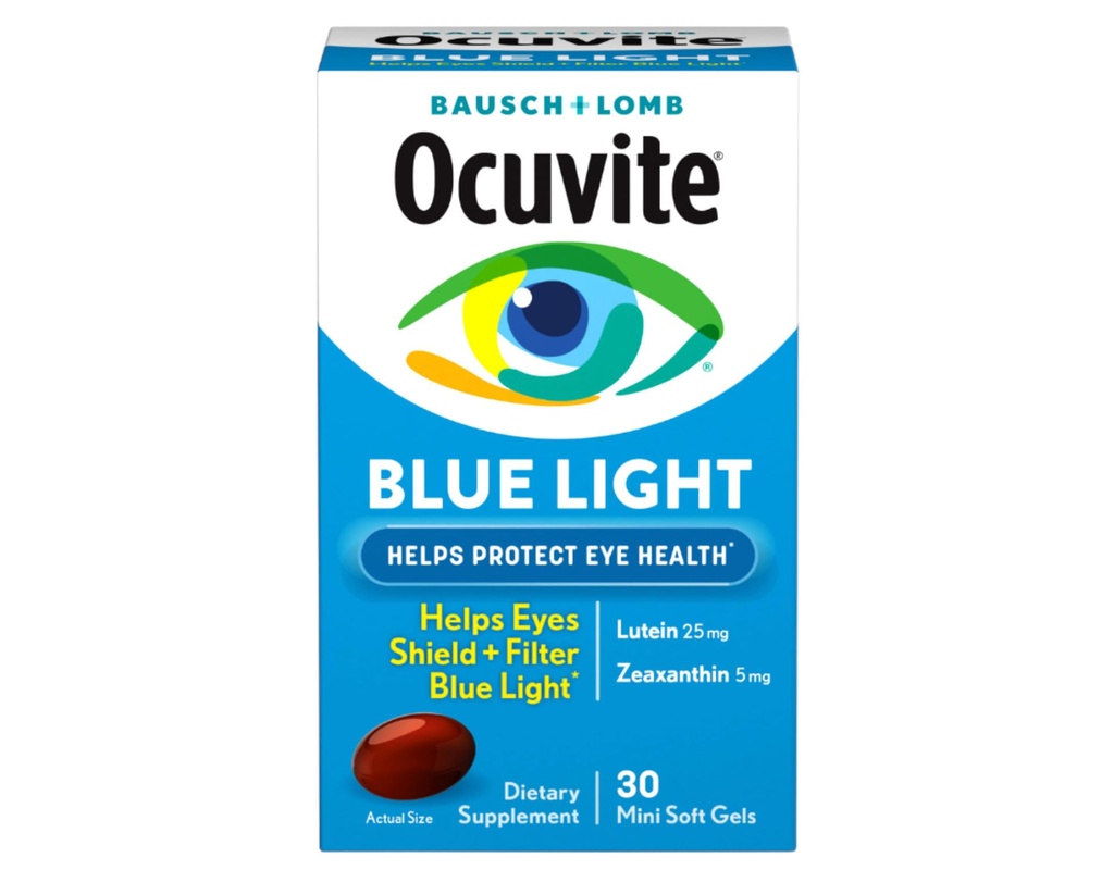 Bausch + Lomb Ocuvite Blue Light Lutein 25mg Lutein & Zeaxanthin Papildinājums, 30 Softgels (2. iepakojums)
