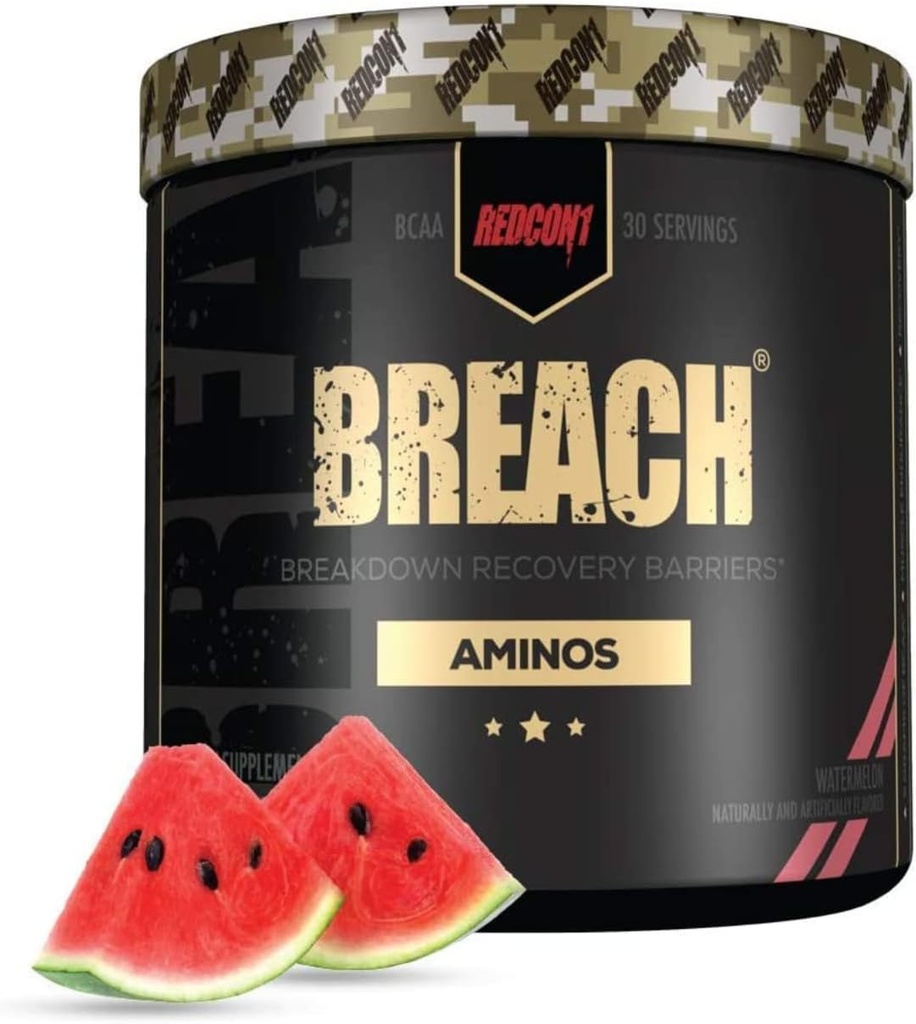 REDCON1 Pārrāvums BCAAs, arbūzs - Keto Friendly + bez cukura Essential aminoskābes reģenerācijai - Satur BCAAs L-leicīns, L-izoleicīns un L-valīns (30 Servē)