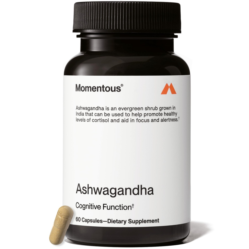 Momentous Ashwagandha Papildinājums - 300 mg NooGandha Ashwagandha ekstrakts - Kognitīvā veiktspēja, modrība, & Focus Support - NSF Sertificēts sportam - Vegan - ĢMO- & Gluten-free - 60 Servējumi