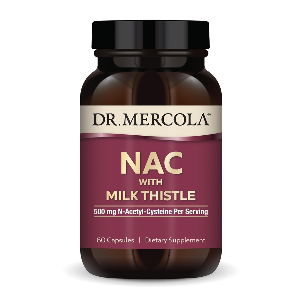 Dr. Mercola NAC ar piena šimeju - ar antioksidantiem - atbalsta normālus detoksikācijas procesus - 500 mg N-acetil-cisteine per Servē - bez GMO, bez lipekļa un sojas - 60 kapsulas (30 Servējumi)