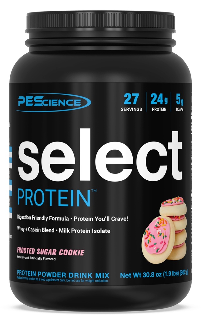 PEScience Select Protein Powder, Sūkalas un kazeīna Blend, Tīrs Protein Pulveris sievietēm un vīriešiem, Zema Calorie, Zema Karba, Keto Friendly, Gluten - Saldēts Cukura Cookie - 27 Pasniedz