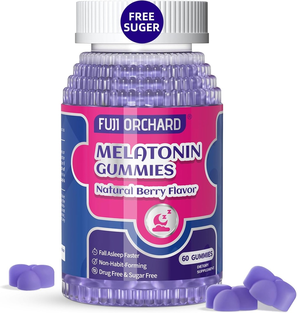 Melatonīns Gumies 10mg - Dabīgs Miega Palīglīdzeklis - Miega Papildinājums - Bezcukura melatonīns Gumies Match ar Magniju Palīdz jums Fall Asleep Ātrāk un Stay Asleep Ilgāk - 60 Gumies Vegan