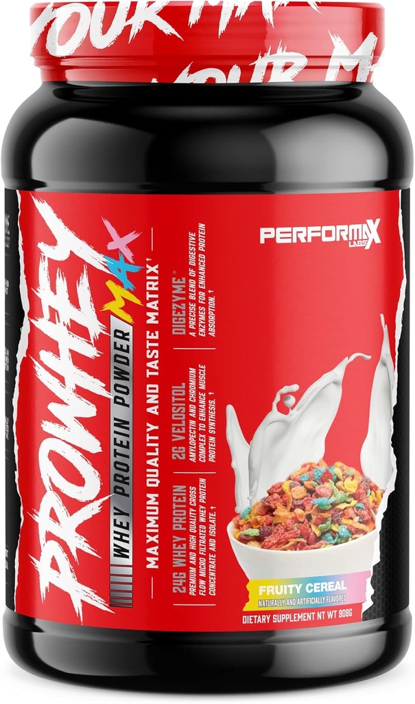 ProWhey Max Sūkalu olbaltumvielu pulveris - ) Maksimālā kvalitāte un garša   - 24g Olbaltumvielas ar pievienoto Gremošanas enzīmi ) Garšvielas (Augļu Graudaugu, 2 Pounds)