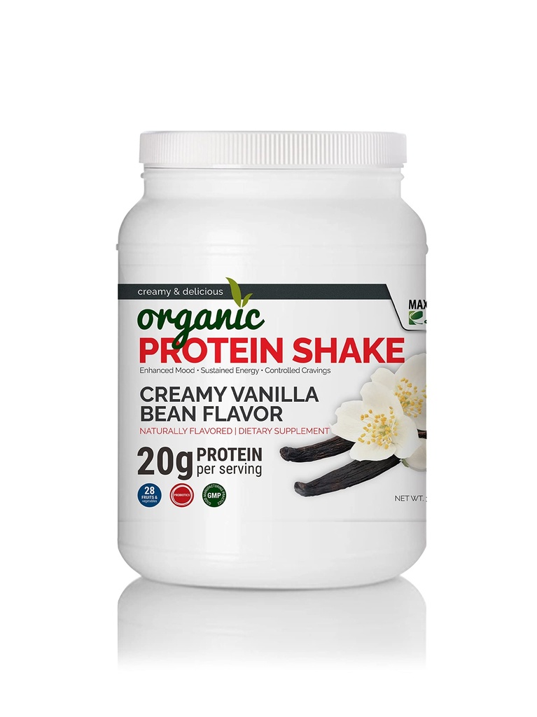 Maksimālais Slim Organic Protein Shake - Creamy Vanilla Bean Flavor