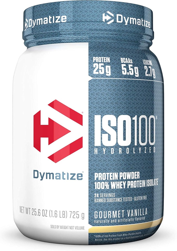 Dimatizēt ISO100 Baltais hidrolizētais proteīna pulveris, Gourmet Vanilla, 25.6 Ounce